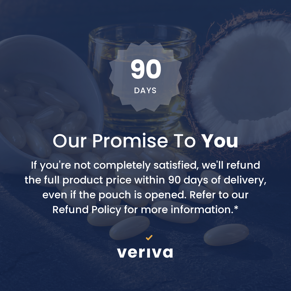 Our promise to you: Veriva 90-day money-back guarantee, opened pouches included